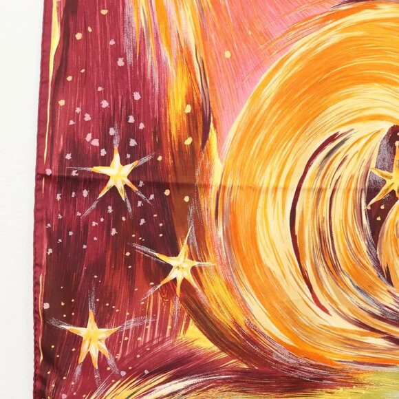 HERMES Carre 90 Scarf ""FEUX DU CIEL"" Silk Yellow Auth - Picture 12 of 16